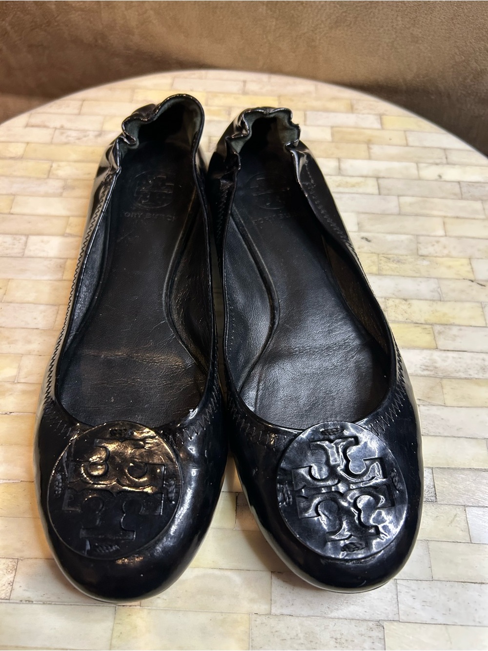 Tory Burch Reva black patent leather ballet flats size 7.5 - Picture 2 of 6